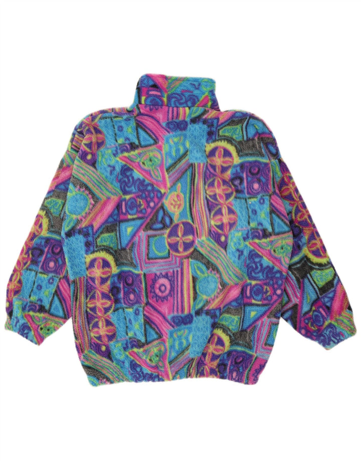 Maglione in pile anorak vintage da uomo grande poliammide geometrica multicolore