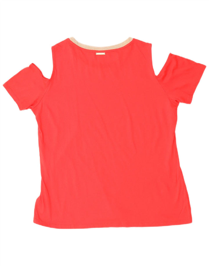 Michael Kors T-shirt da donna con spalle scoperte Top UK 18 XL Rosso cotone