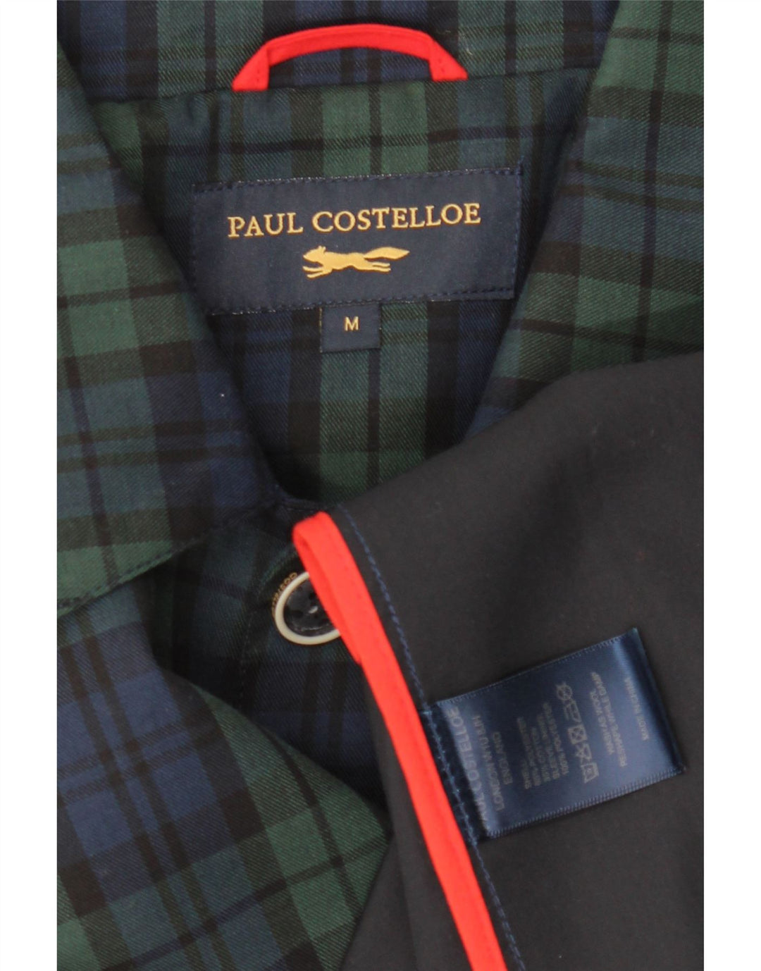 PAUL COSTELLOE Cappotto da uomo UK 38 Poliestere medio a quadri blu navy