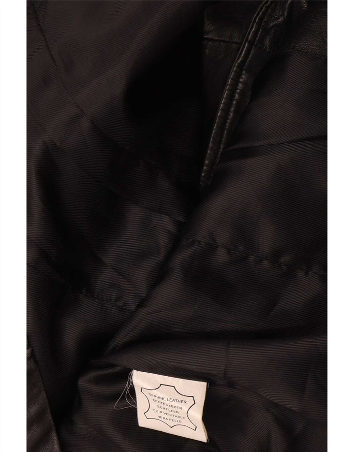 Giacca in pelle da donna vintage UK 14 in pelle nera media