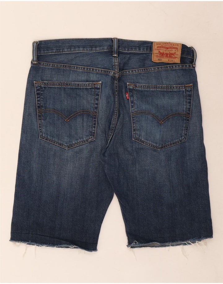 Pantaloncini di jeans Levi's 501 da uomo W34 di grandi dimensioni in cotone blu