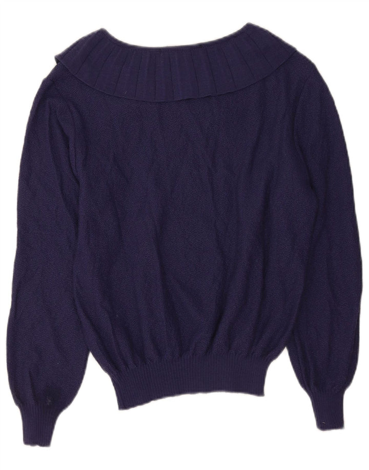 Maglione corto da donna vintage con scollo a barca EU 40 blu navy medio