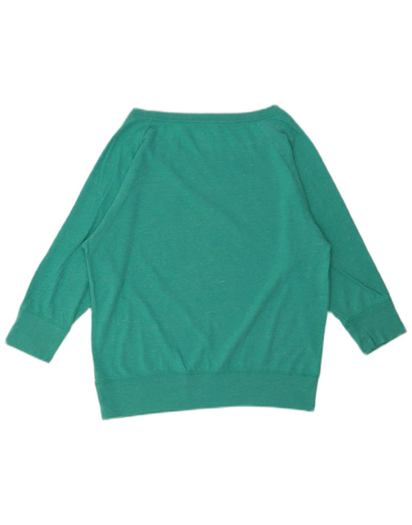Top grafico da donna Nike manica 3/4 UK 14 verde medio chiazzato