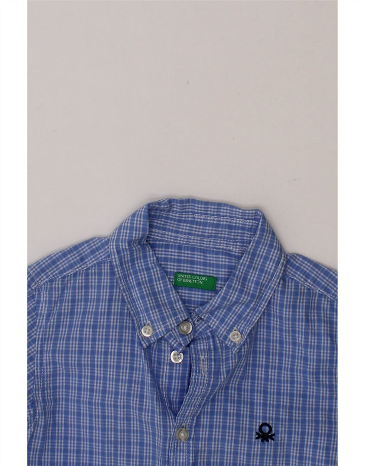 BENETTON Boys Shirt 3-4 Years 2XS Blue Check Cotton Vintage Benetton and Second-Hand Benetton from Messina Hembry 