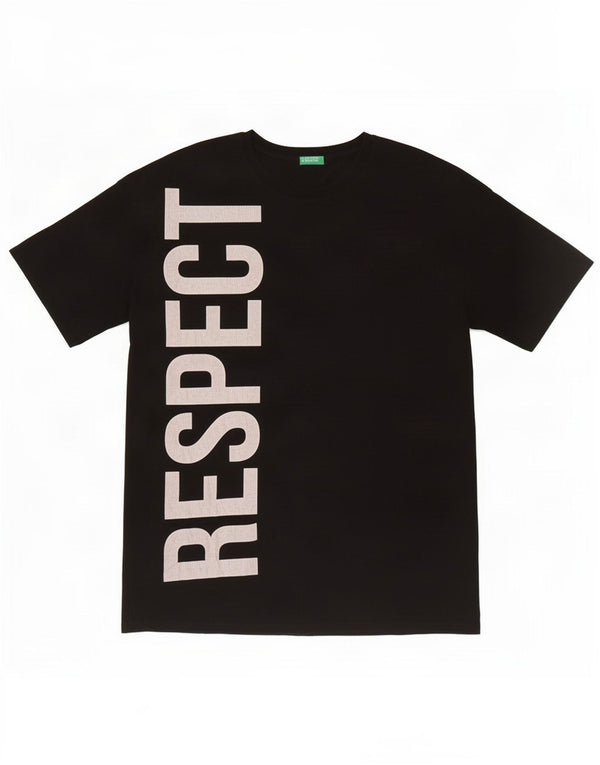 Benetton T-shirt grafica da uomo Top Large Nero