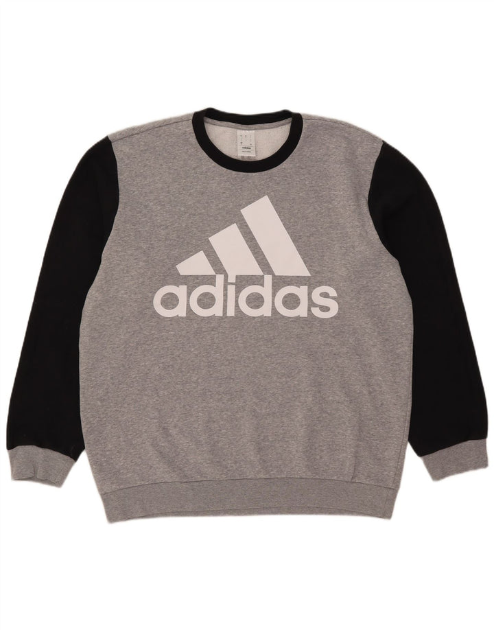 Felpa grafica da uomo Adidas Maglione grande color grigio grigio