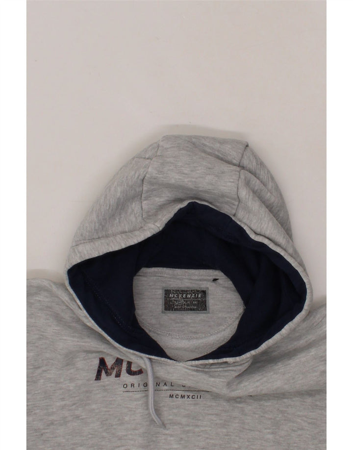 MCKENZIE Mens Graphic Hoodie Jumper Medium Grey Cotton Vintage Mckenzie and Second-Hand Mckenzie from Messina Hembry 