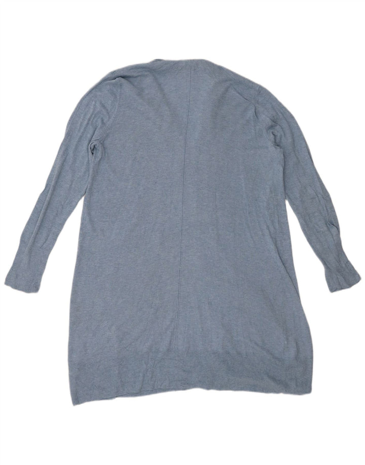 CHAPS Maglione cardigan aperto lungo da donna UK 16 grande cotone blu