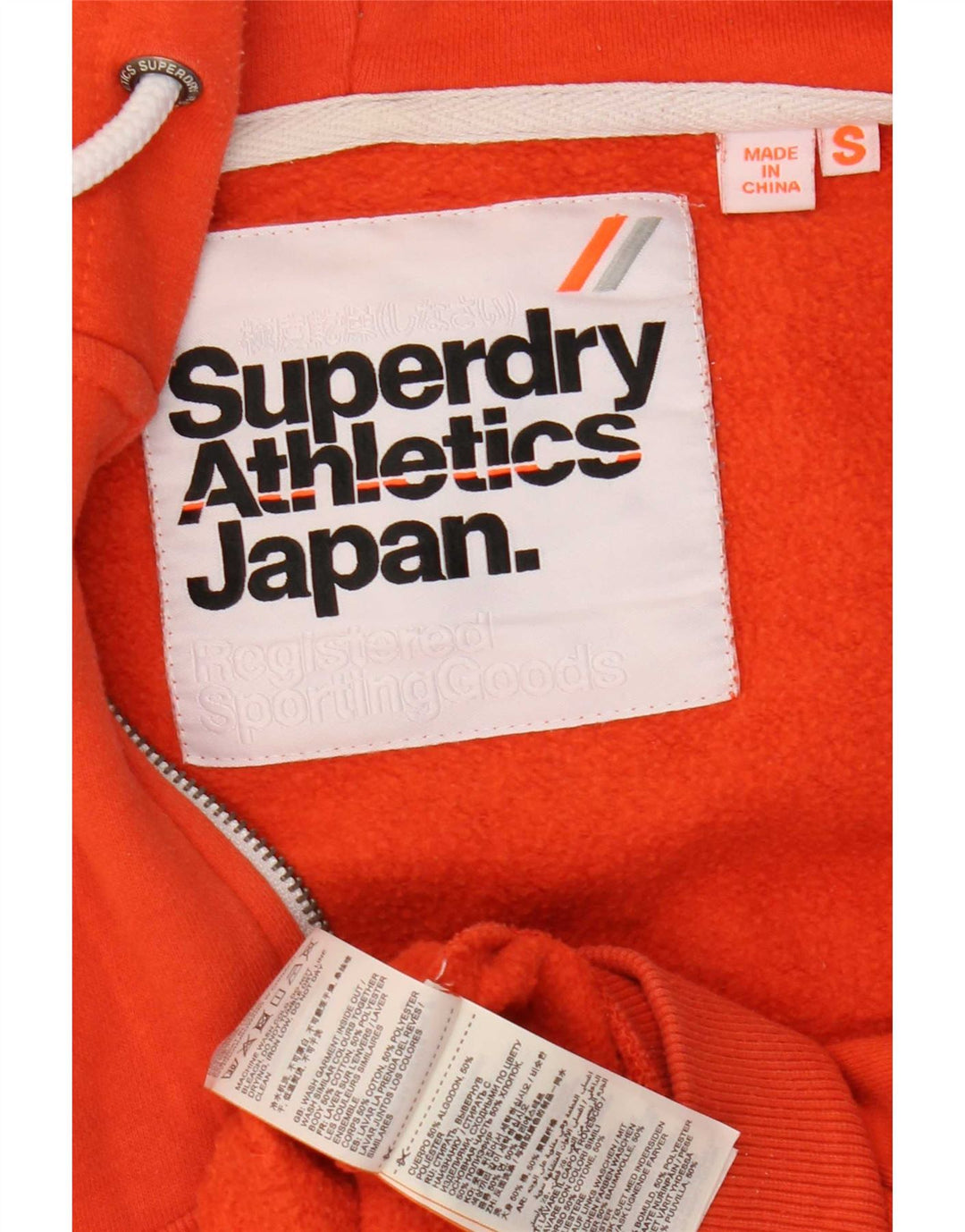 Maglione con cappuccio e zip da uomo Superdry piccolo in cotone arancione