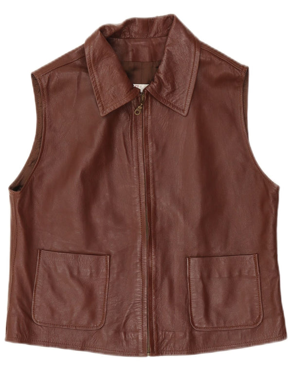 Gilet in pelle da donna Class UK 14 in pelle marrone medio