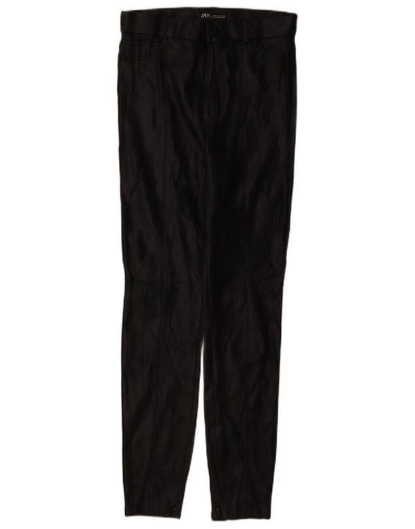 Leggings Zara da donna in ecopelle a vita alta UK 14 medio nero