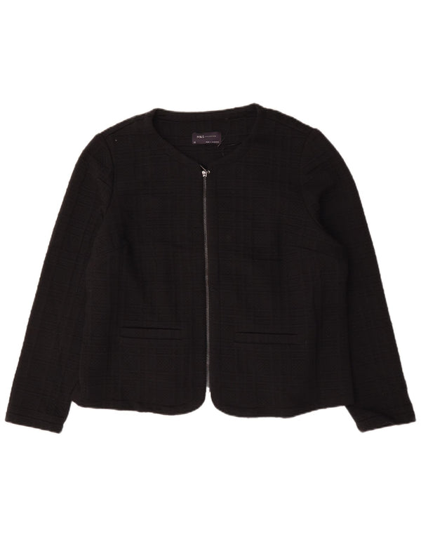 Giacca blazer con zip intera da donna Marks & Spencer UK 22 3XL a quadri neri