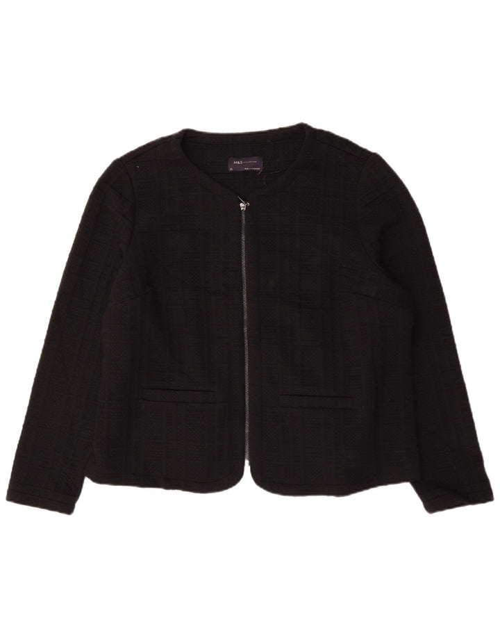 Giacca blazer con zip intera da donna Marks & Spencer UK 22 3XL a quadri neri