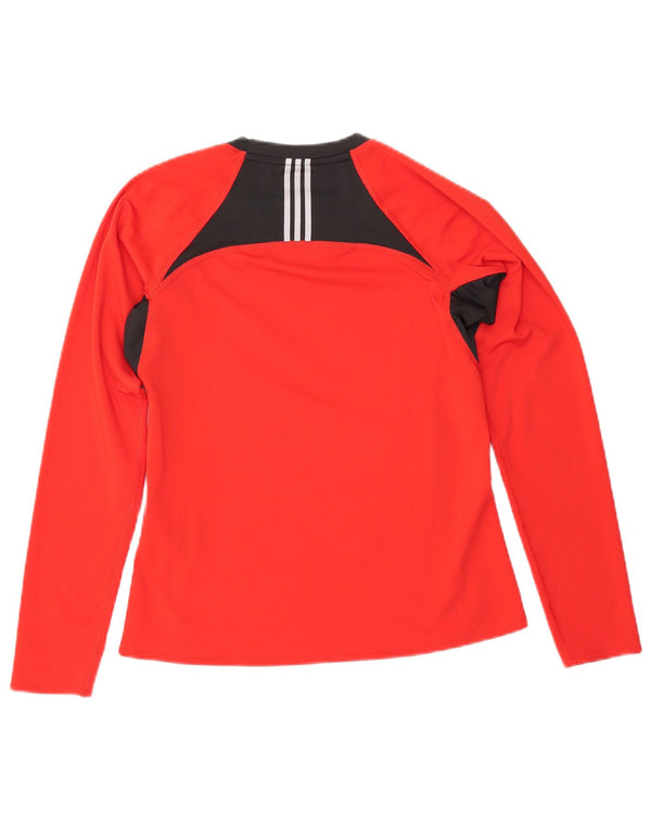 Top ADIDAS da donna Climacool a maniche lunghe UK 12 Medium Red Colourblock