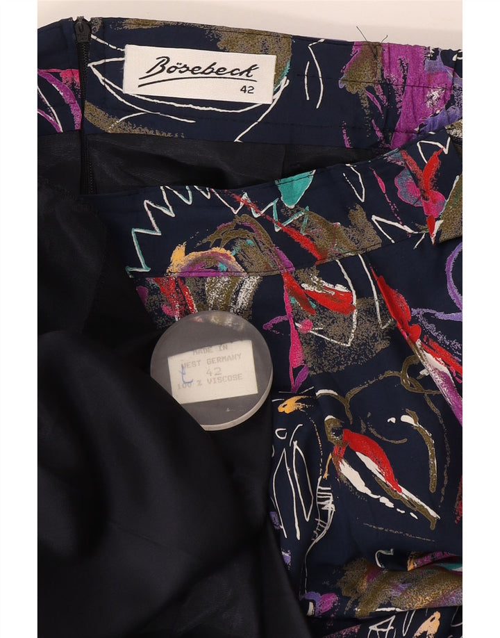 Gonna svasata da donna vintage con motivo astratto EU 42 grande W30 multicolore