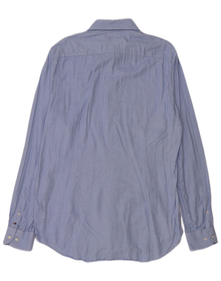 Camicia da uomo Tommy Hilfiger taglia 41 16 grande cotone pied de poule blu