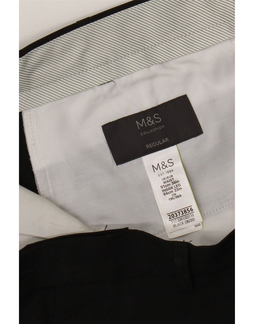 Pantaloni da abito vestibilità regolare da uomo Marks & Spencer W36 L31 poliestere nero