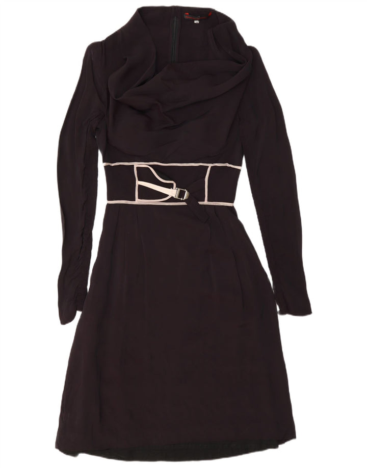 Abito lungo da donna vintage a maniche lunghe IT 40 piccolo nero