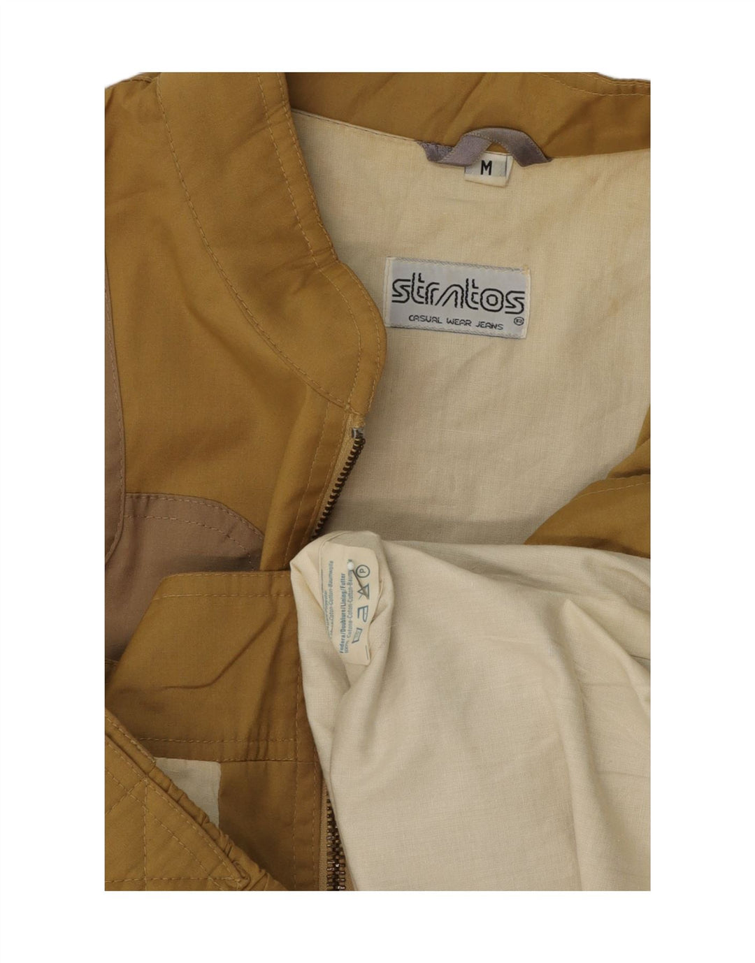 STRATOS Mens Bomber Jacket UK 38 Medium Beige Cotton