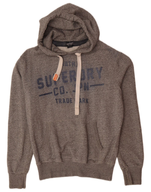 Maglione con cappuccio grafico da uomo SUPERDRY in cotone screziato grigio medio