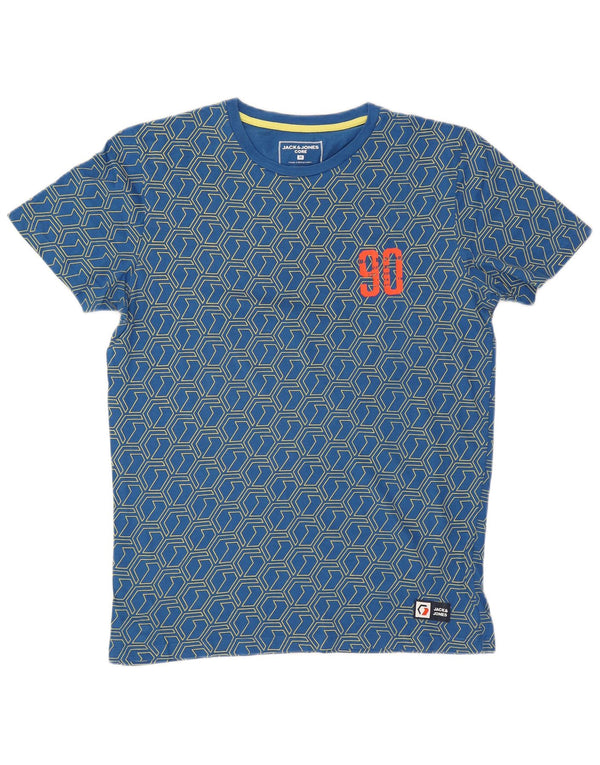 T-shirt grafica da uomo Jack & Jones Top blu medio geometrico