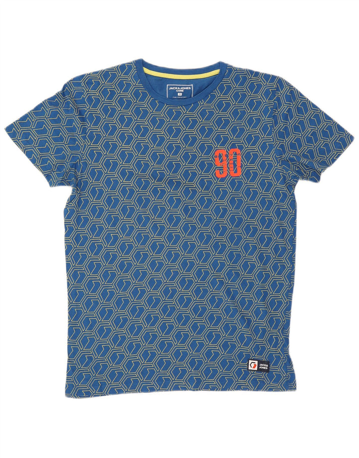 T-shirt grafica da uomo Jack & Jones Top blu medio geometrico