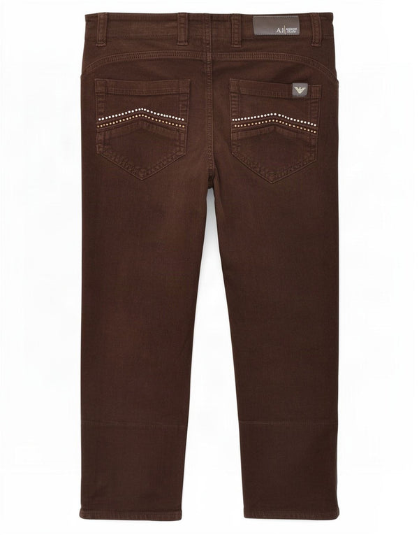 Pantaloni da donna Armani in velluto a coste Capri W27 L20 in cotone marrone