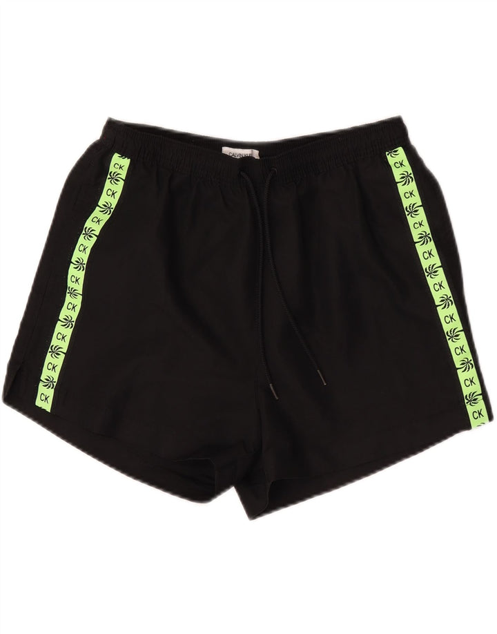 Pantaloncini da bagno grafici da uomo Calvin Klein piccoli color block nero