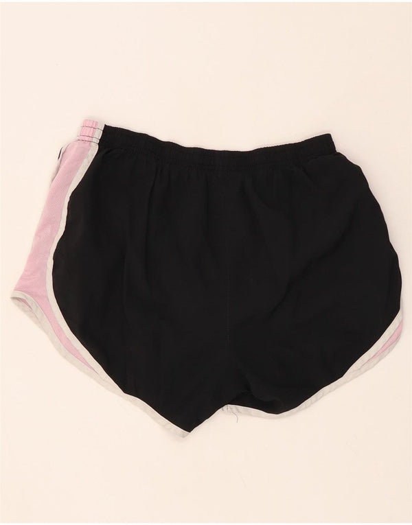 NIKE Womens Dri Fit Sport Shorts UK 12 Medium  Black Colourblock Polyester