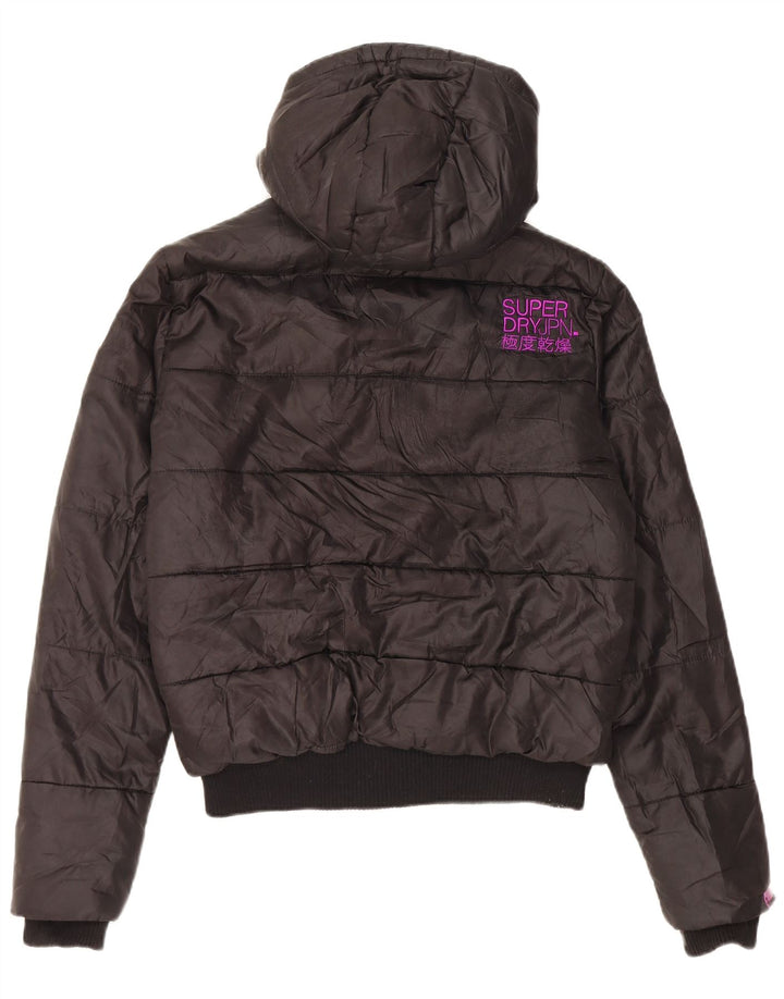 Giacca imbottita con cappuccio da donna Superdry UK 40 grande poliestere nero