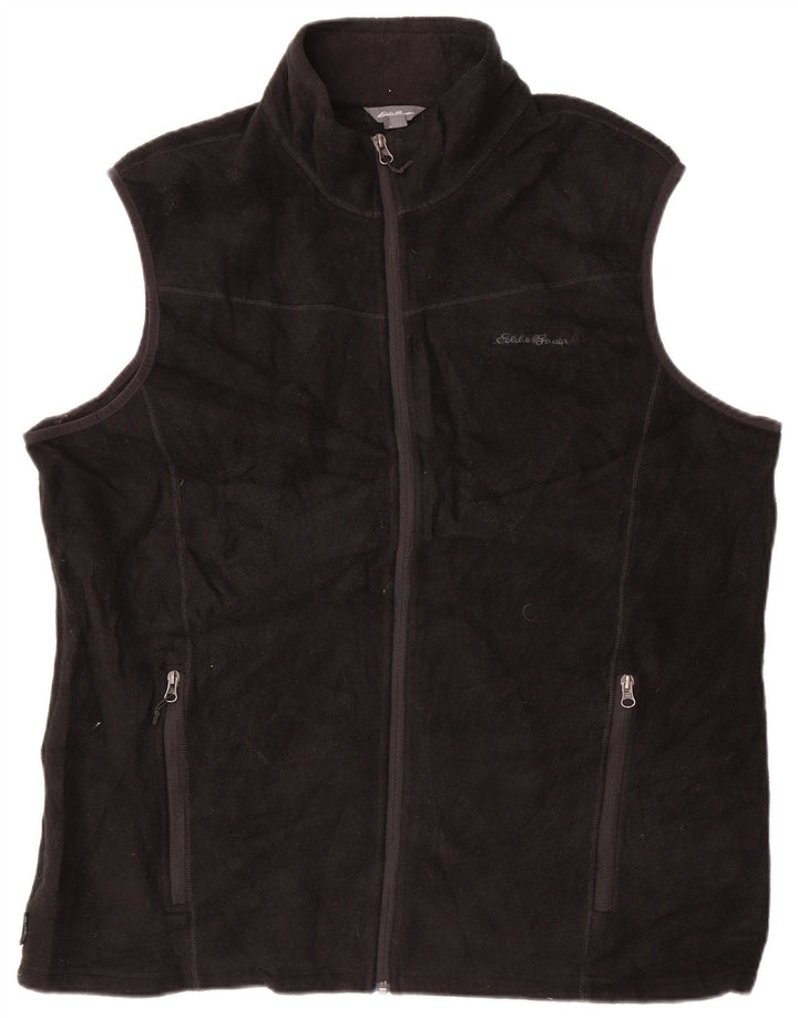 EDDIE BAUER Gilet da uomo in pile con fodera alta UK 42 XL Poliestere nero