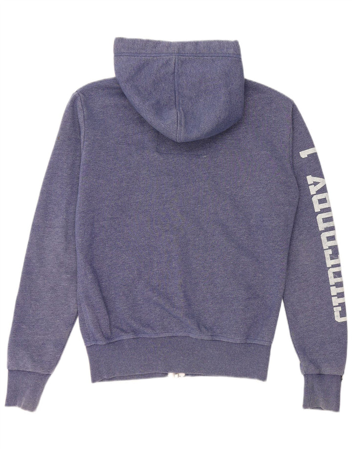 Maglione con cappuccio e zip grafica da uomo SUPERDRY piccolo in cotone blu