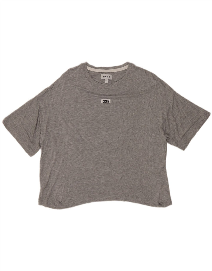 T-shirt da donna vestibilità ampia Dkny UK 14 Rayon grigio medio