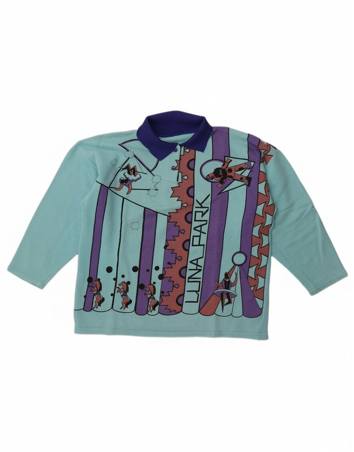 Felpa vintage da donna oversize con maniche a 3/4 UK 14 Blu medio