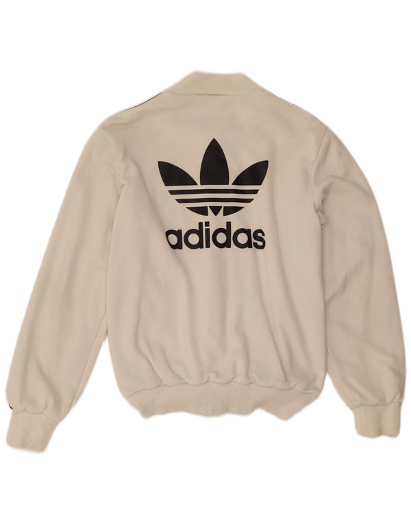 Giacca da ginnastica oversize da donna Adidas UK 6 XS cotone bianco