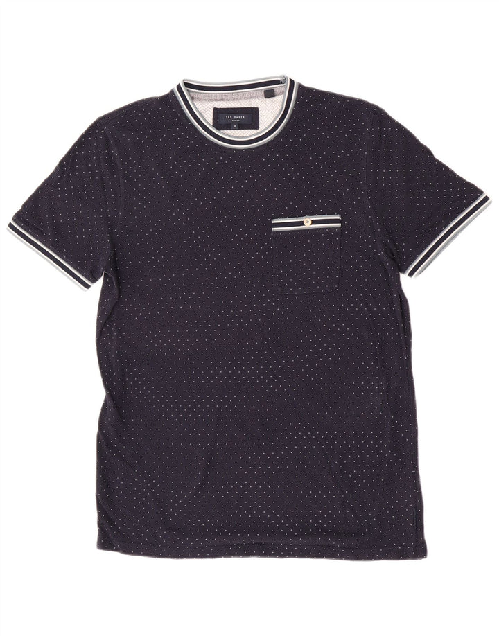 T-shirt da uomo Ted Baker taglia 3 media modal maculato blu navy