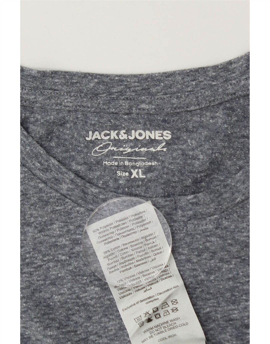 T-shirt da uomo Jack & Jones Top XL in cotone chiazzato grigio