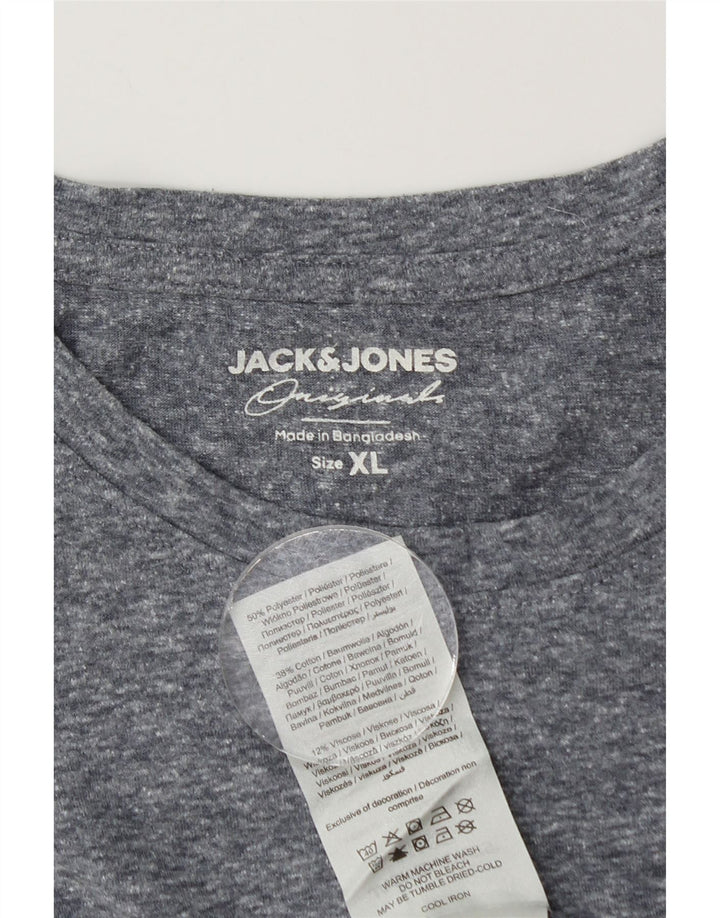 T-shirt da uomo Jack & Jones Top XL in cotone chiazzato grigio