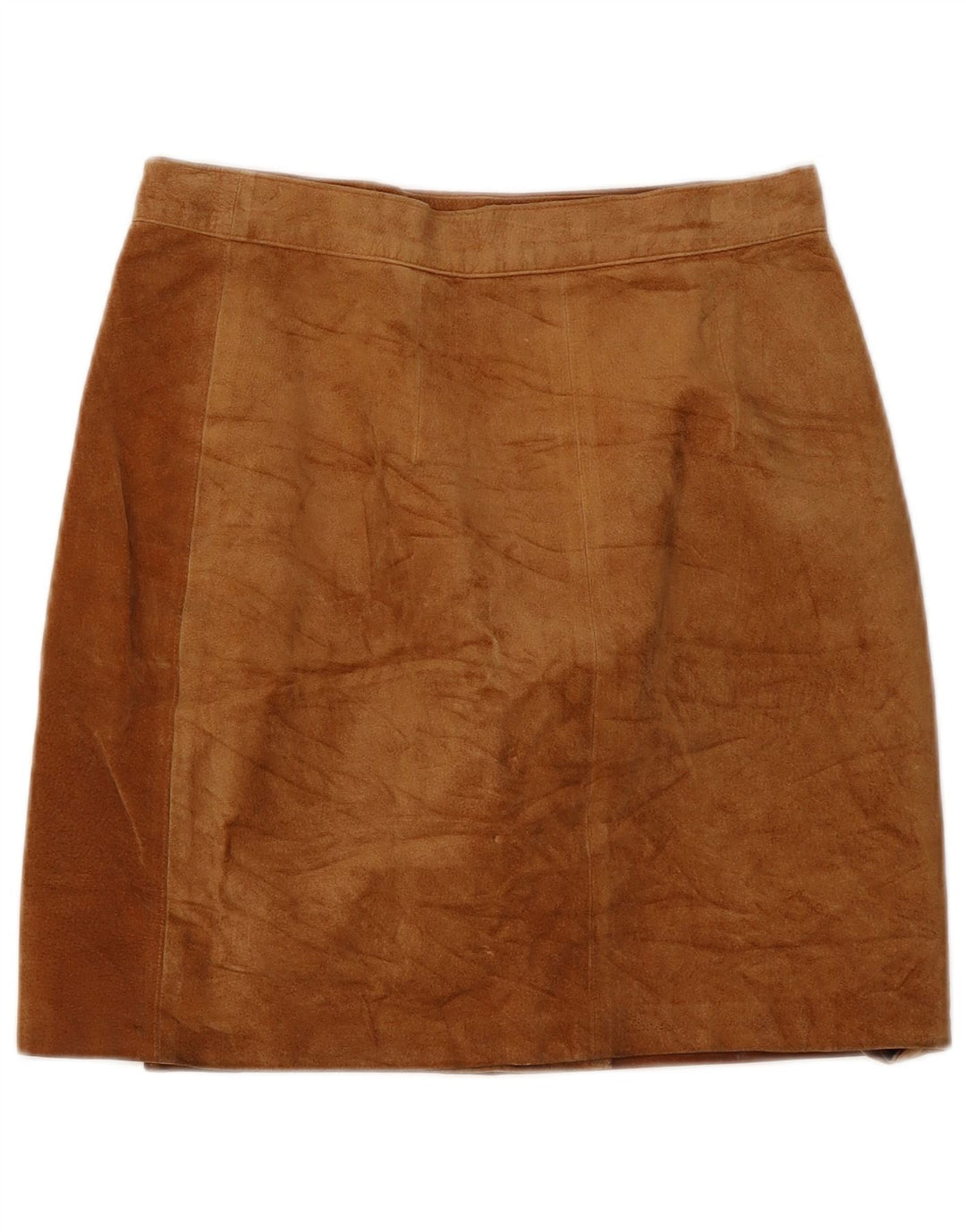 Gonna a portafoglio vintage in pelle scamosciata da donna IT 44 media W28 in pelle marrone