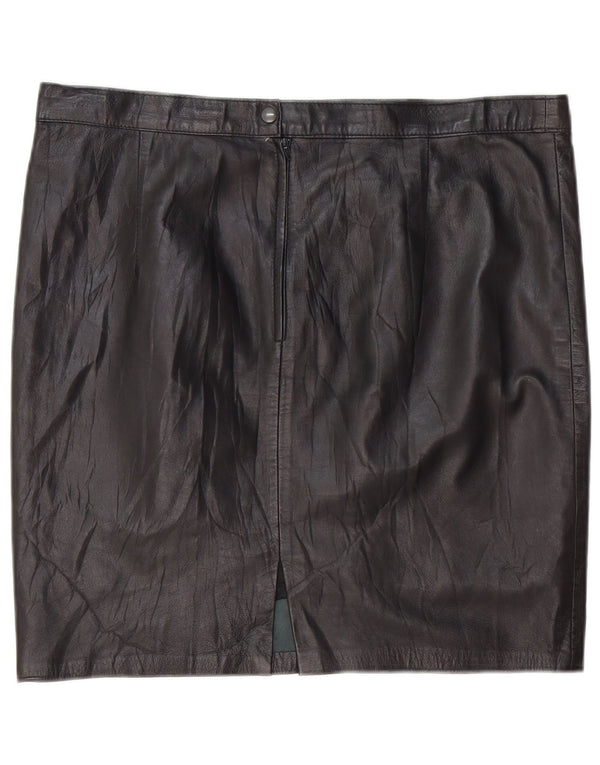 Minigonna in pelle da donna Lavorazione Artigiana W36 XL Nera