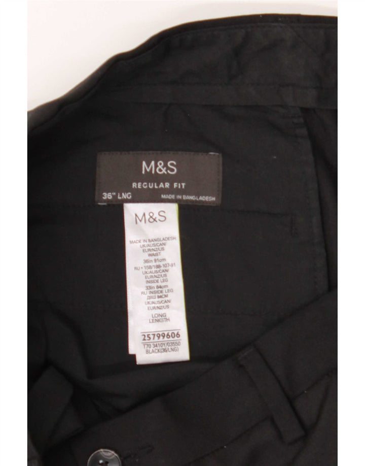 Pantaloni casual vestibilità regolare da uomo Marks & Spencer W36 L33 poliestere nero