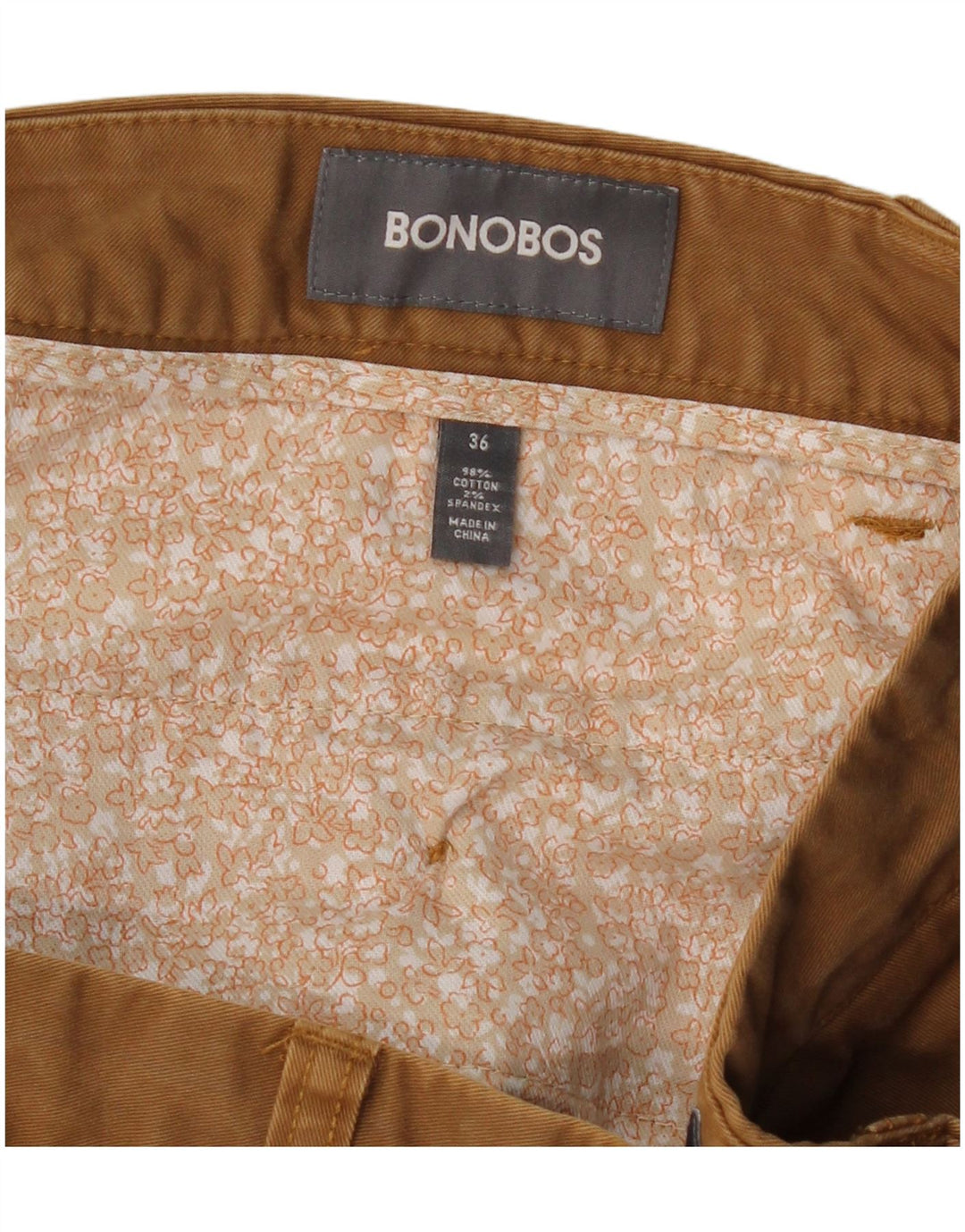 Pantaloncini chino da uomo BONOBOS W36 grandi in cotone beige