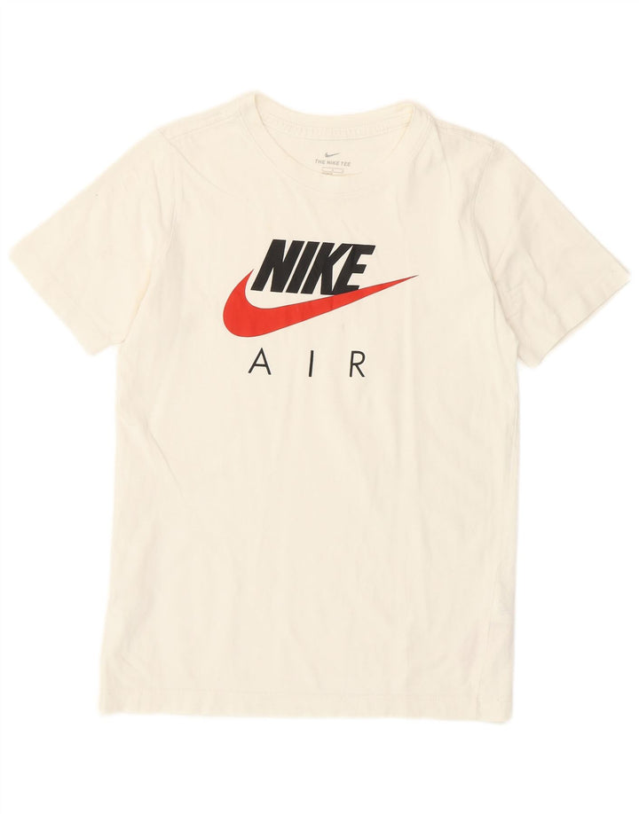 T-shirt grafica da ragazzo Nike Top 12-13 anni Large in cotone bianco sporco