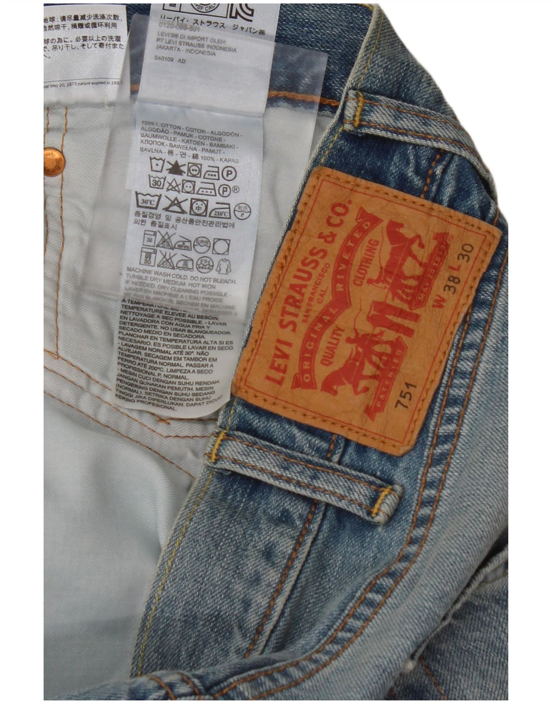 LEVI'S Jeans dritti 751 corti da donna W38 L26 cotone blu