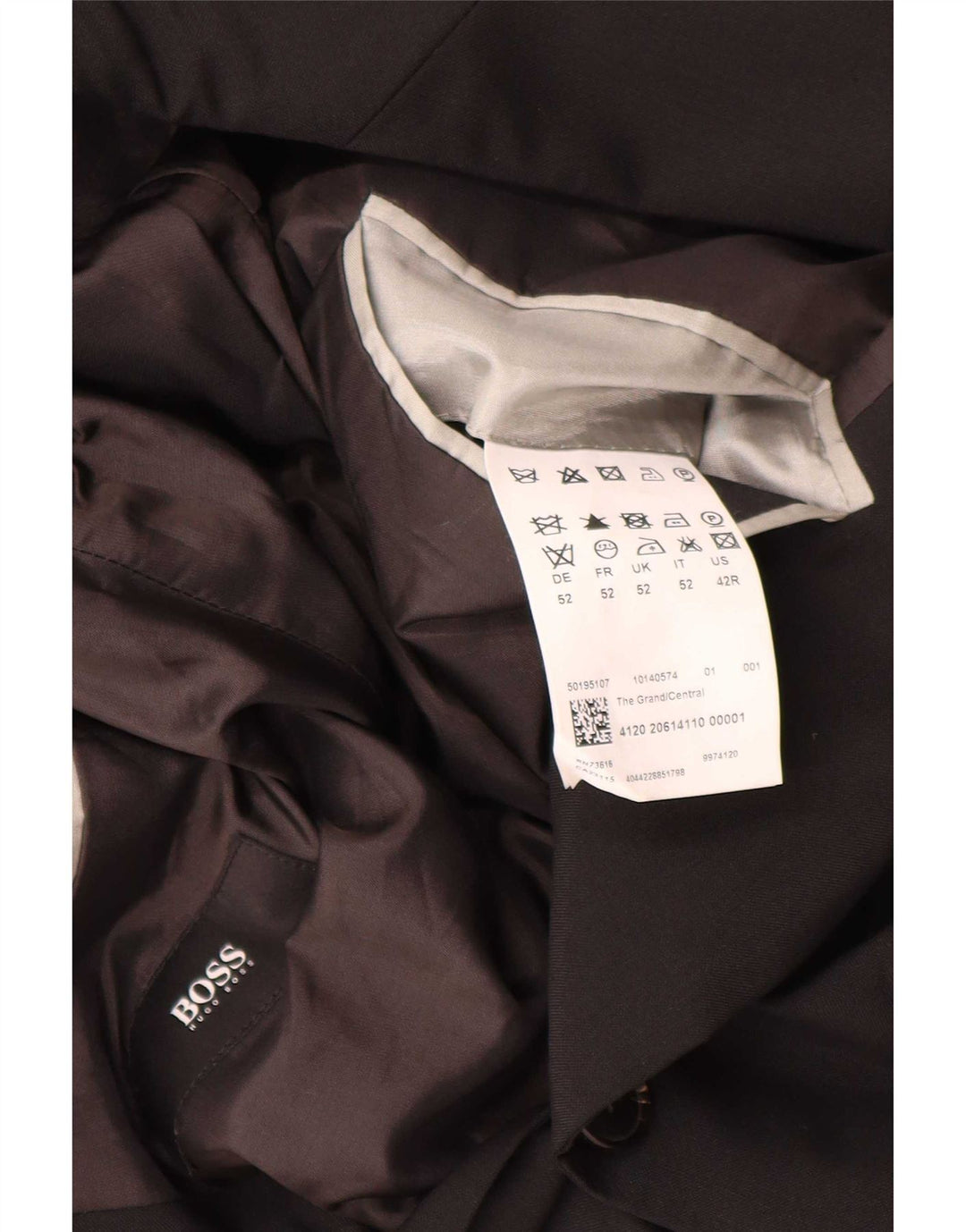Giacca blazer da uomo a 2 bottoni Hugo Boss EU 52 grande lana vergine nera