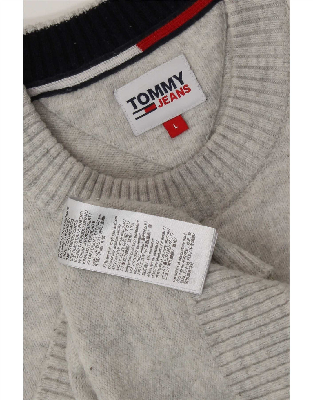 Maglione maglione girocollo da uomo Tommy Hilfiger grande acrilico chiazzato grigio