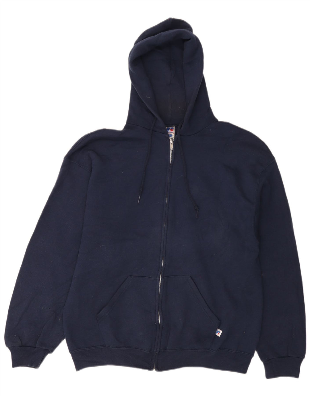 RUSSELL ATHLETIC Maglione con cappuccio e zip Dri-Power da uomo di grandi dimensioni in cotone blu navy