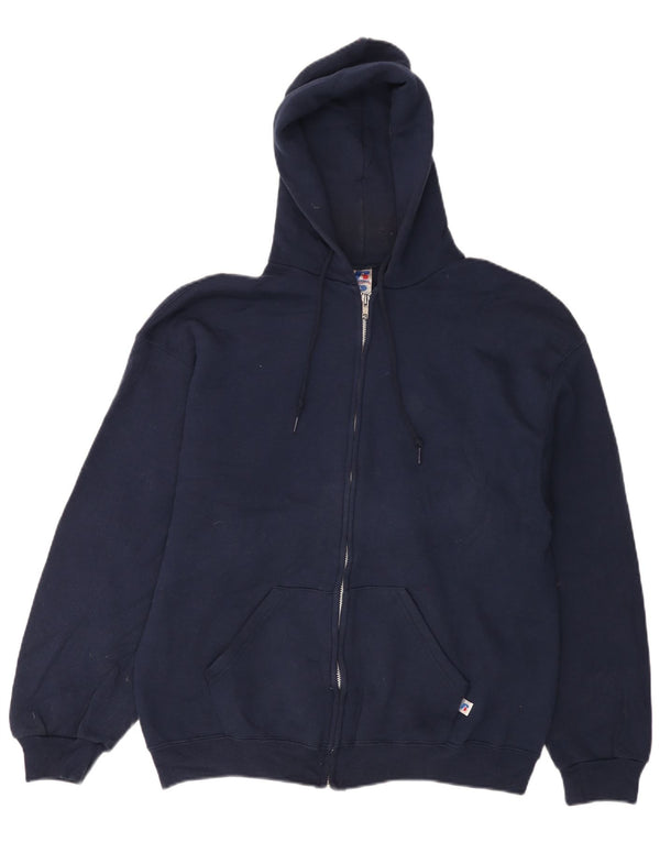 RUSSELL ATHLETIC Maglione con cappuccio e zip Dri-Power da uomo di grandi dimensioni in cotone blu navy