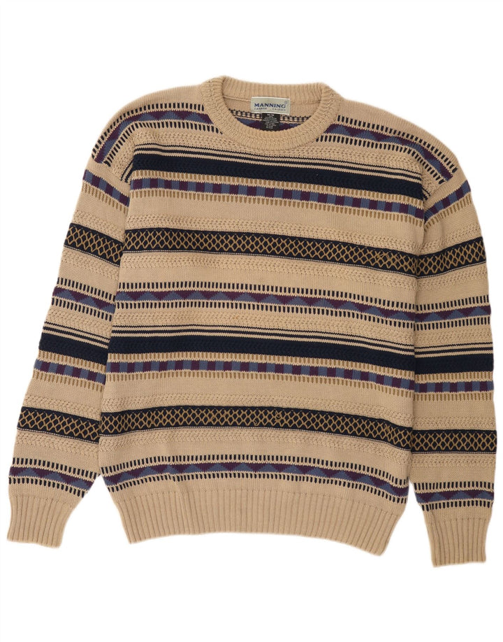 Canada Uomo Girocollo Maglione Maglione Cotone a righe beige medio