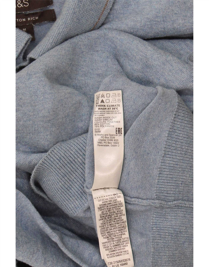 Maglione da uomo Marks & Spencer con collo alto in cotone blu medio
